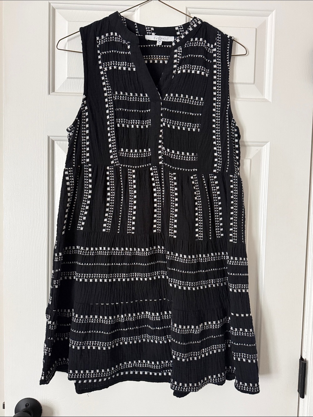 Fever Black & White Sleeveless 100% Cotton Mini Dress